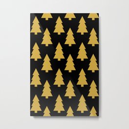 Christmas Tree Pattern in Black and Gold Metal Print | Christmas, Velour, Eve, Black, Seasonal, Season, Chic, Festive, Merry, Gifts 