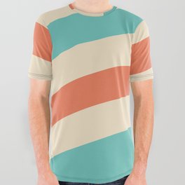 Retro Style Minimal Lines Background - Burnt Sienna and Green Sheen All Over Graphic Tee