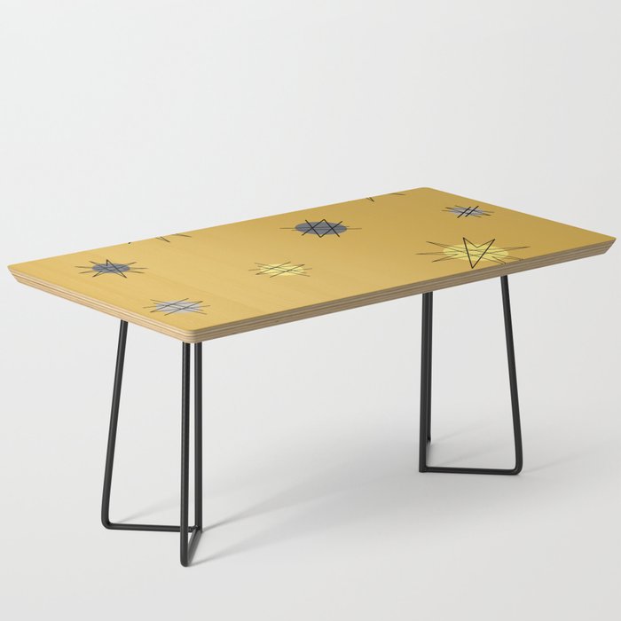 Atomic Age Starburst Planets Ochre Yellow Coffee Table