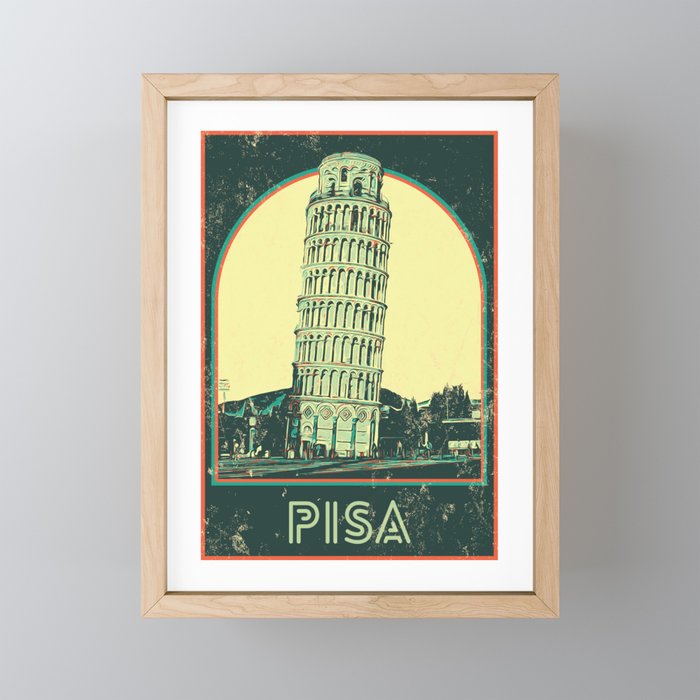 Pisa Italy, Leaning Tower Framed Mini Art Print