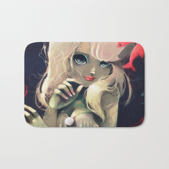 Sirene d'eau douce a la fourchette Bath Mat