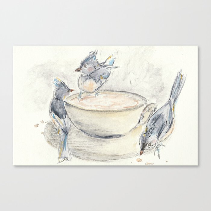 Tea Cup Titmouse Canvas Print