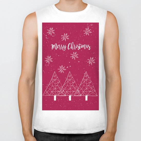 Merry Christmas Red And White Biker Tank