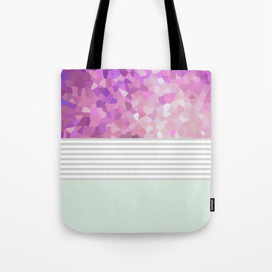Pink Dreams on grey stripes Tote Bag