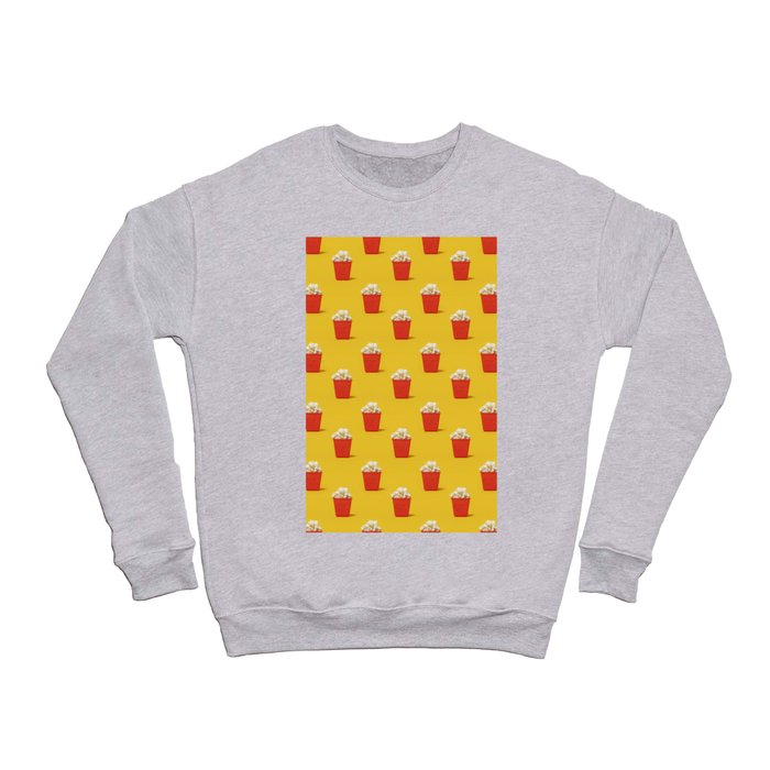 Mini red popcorn box with popcorn pattern on yellow. Crewneck Sweatshirt