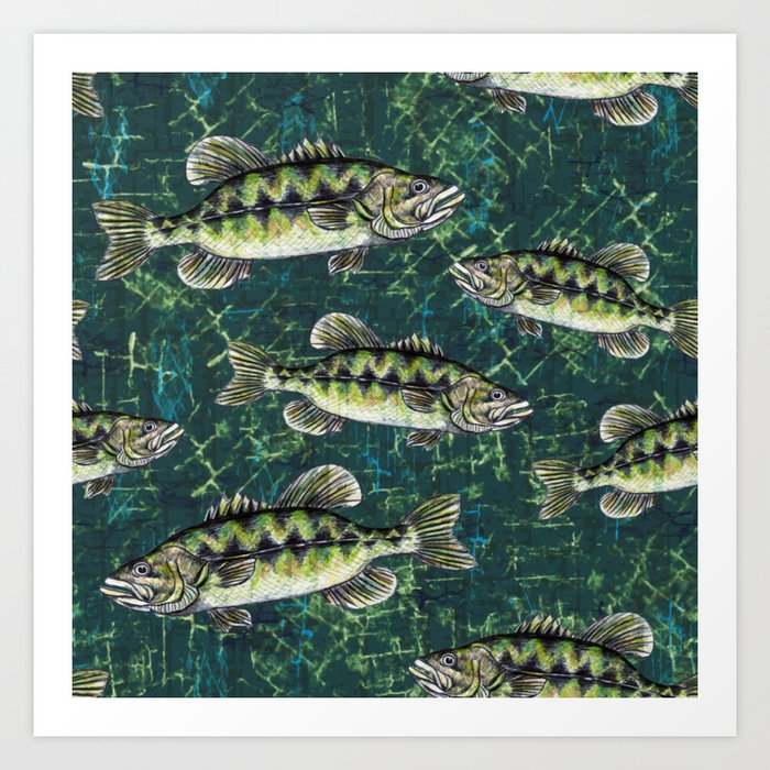 Largemouth Bass Camo Pattern Art Print by Michelebuttons