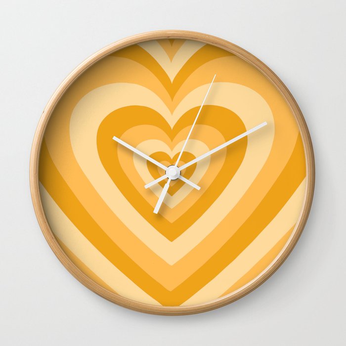 Yellow Mustard y2k Heart Layers Wall Clock