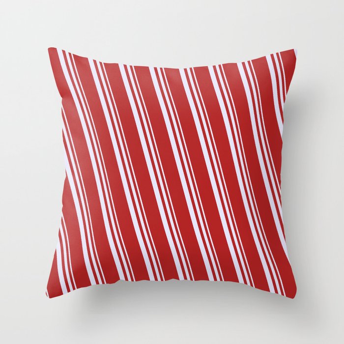 Lavender & Red Colored Lines Pattern Throw Pillow