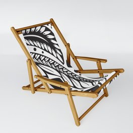 Circular Polynesian Black Floral Tattoo Sling Chair