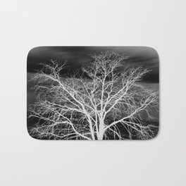 White Branch Night Wind Bath Mat | Treelineart, Blackandwhite, Photo, Digitalmanipulation, Reversecontrast 