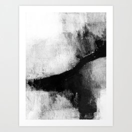 Black and White Textured Abstract Painting "Delve 2" Art Print