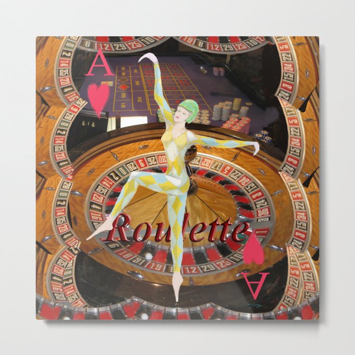 Lady Luck art deco roulette gaming design Metal Print