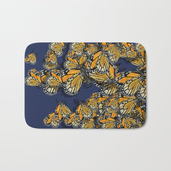 Butterfly Frenzy Spring Navy Bath Mat