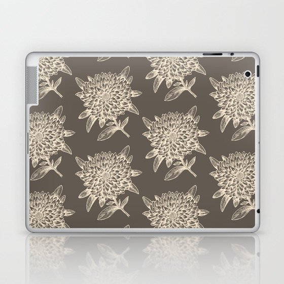 Elegant Flowers Floral Nature Brown Beige Laptop & iPad Skin