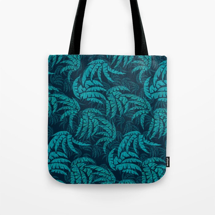 Hawaiian Teal Palm Leaves Paradise Abstract Tote Bag