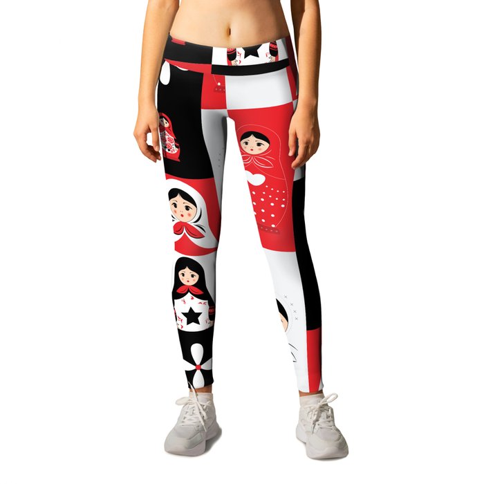 Matryoshka Red pattern Leggings