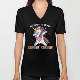 Ready To Crush Kindergarten Dabbing Unicorn V Neck T Shirt