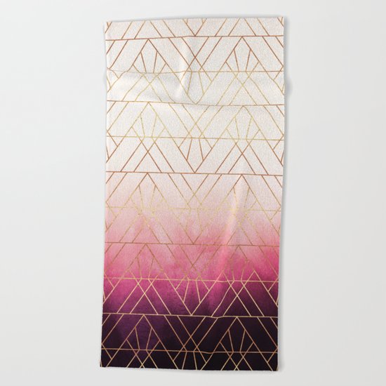 Pink Ombre Triangles Beach Towel