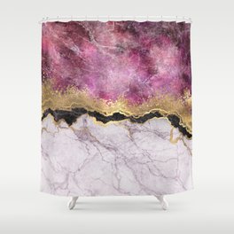 Pink marble with golden veins stone texture Shower Curtain