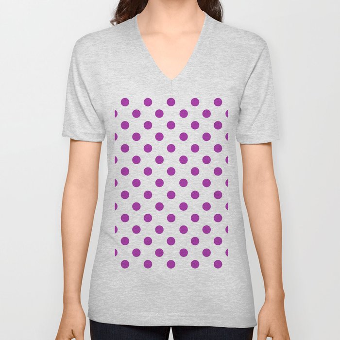 Polka Dots (Purple & White Pattern) V Neck T Shirt