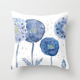 4 indigo abstract dandelion 2 Throw Pillow
