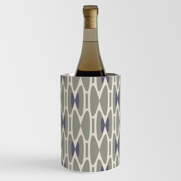 Mid Century Modern Abstract in Evergreen and Blue Violet Wine Chiller