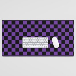 Halloween Purple and Black Checkerboard Pattern MD Desk Mat