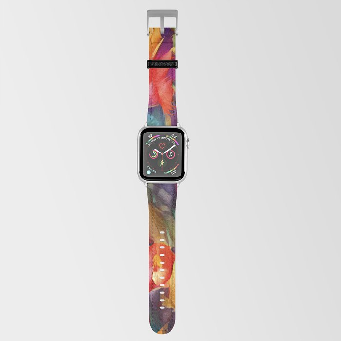 Impressionist Rainbow Painted Flowers Inspired by Chinese Quince Apple Watch Band