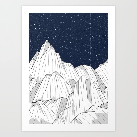 The white mountains under the stars Art Print