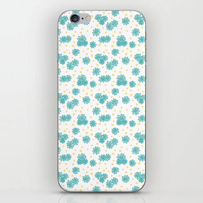 Daisies and Dots - Turquoise and Yellow iPhone Skin