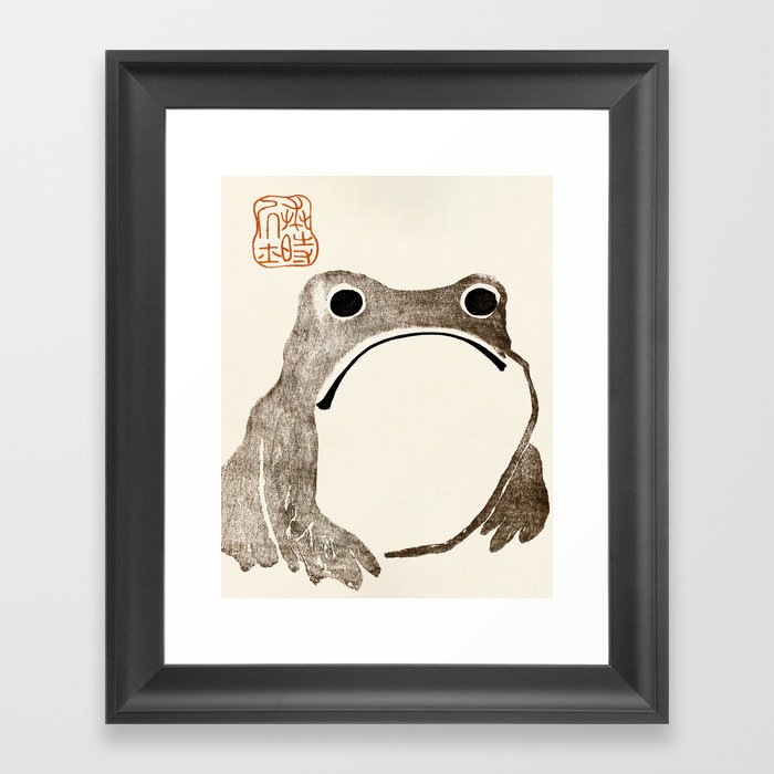 Unimpressed Frog Meika Gafu by Matsumoto Hoji 1814 - Frog Framed Art Print