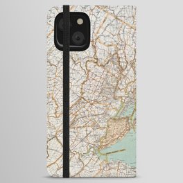Vintage 1900 Road Map Of The New York District iPhone Wallet Case
