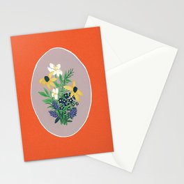 Orange Floral Vignette  Stationery Card