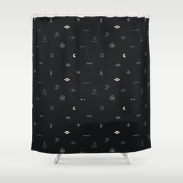Southwestern Symbolic Pattern in Black & Cream Shower Curtain