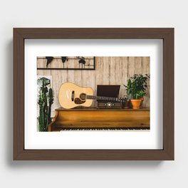 Colored Framed Guitar | instrument Studio photography | Classic Guitar art Recessed Framed Print