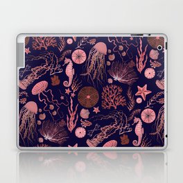 Coral on Navy Sea Life Laptop & iPad Skin