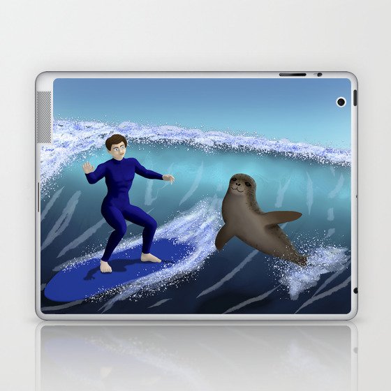 Surfing with a Seal Laptop & iPad Skin
