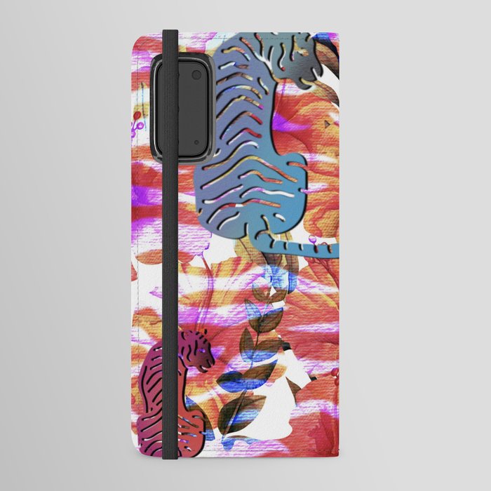 Pink striped tigers  Android Wallet Case