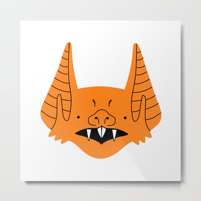 Funny halloween bat animal cartoon face Metal Print