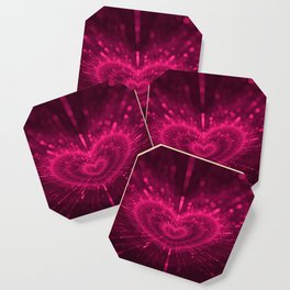 Purple Love Heart, Happy Valentine's Day Pattern Coaster