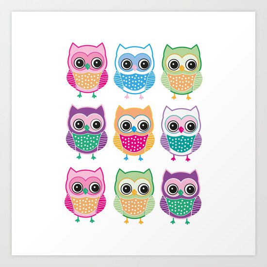 Cute Owls Art Print