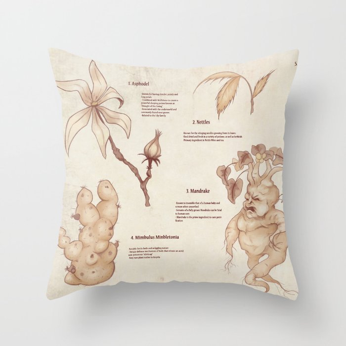 Variety of Magical Plants Throw Pillow