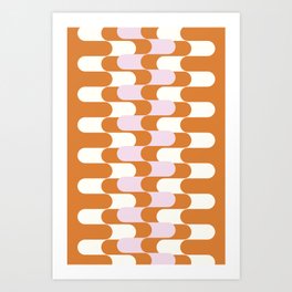 Mid-Century Modern Waves - Orange and Blush Pink Art Print