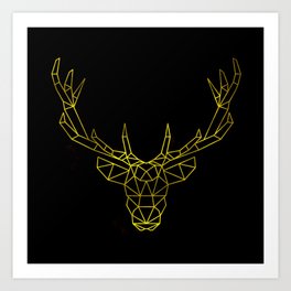 Golden reindeer Art Print | Symmetric, Pattern, Drawing, Gold, Clean, Modern, Simple, Geometric, Symmetrical, Digital 