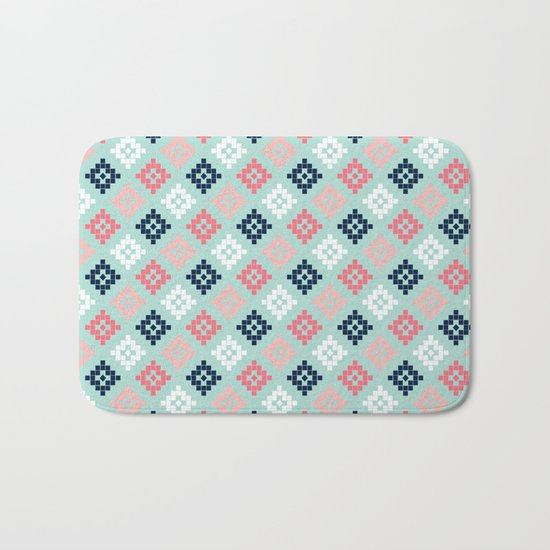 Aztec tribal colorful native geometric pattern design print duvet cover dorm decor college student Bath Mat