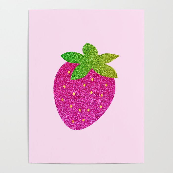 Pink Sparkly Strawberry Poster