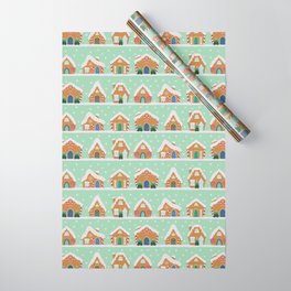 Mint Gingerbread Houses Wrapping Paper