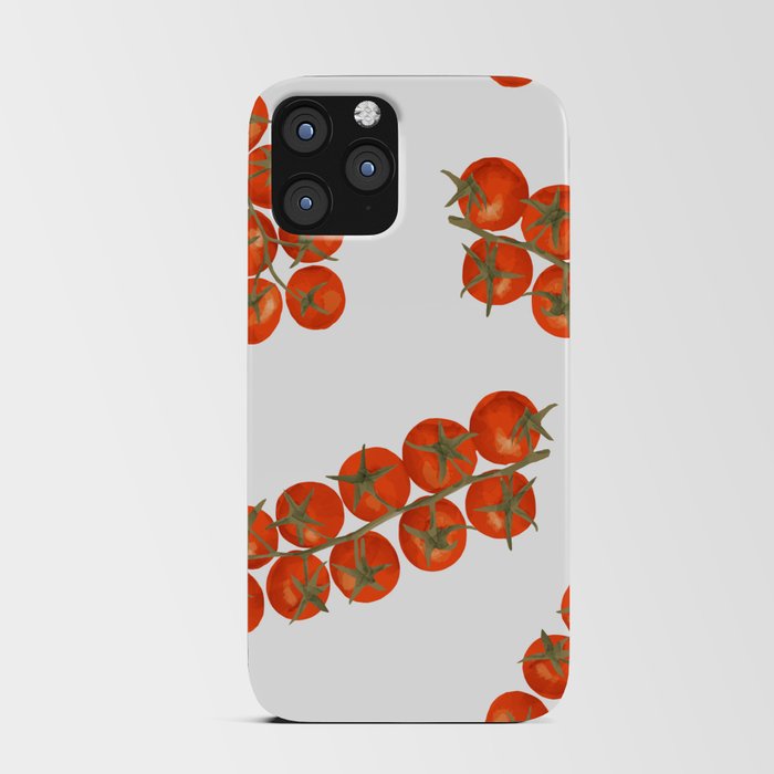 Red tomato branch watercolor pattern print iPhone Card Case