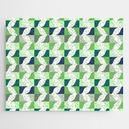 Whale Song Midcentury Modern Shapes Green Jigsaw Puzzle