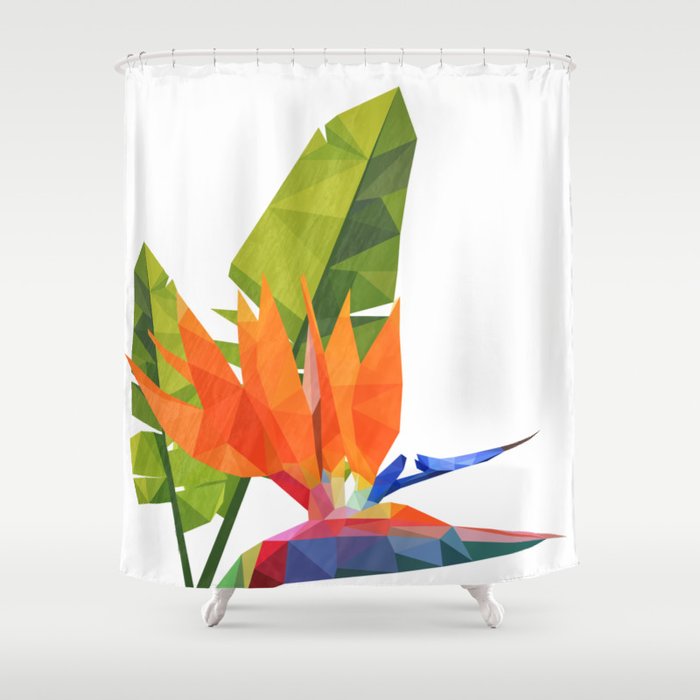 Geometric Bird Of Paradise Shower Curtain By Purplesparrow Society6